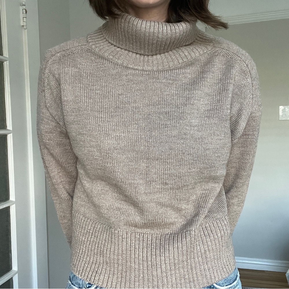 Aritzia Babaton Cropped Tan Turtleneck Sweater | Size XS